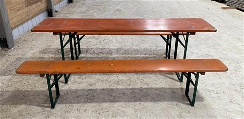 Table - Vintage German Oktoberfest Beer Garden Table & Bench, Orange Outdoor Set A50 by The Old Grainery (20 inches, 30 in...