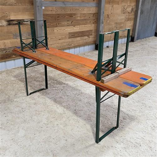 Table - Vintage German Oktoberfest Beer Garden Table & Bench, Orange Outdoor Set A50 by The Old Grainery (20 inches, 30 in...