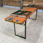 Table - Vintage German Oktoberfest Beer Garden Table & Bench, Orange Outdoor Set A50 by The Old Grainery (20 inches, 30 in...