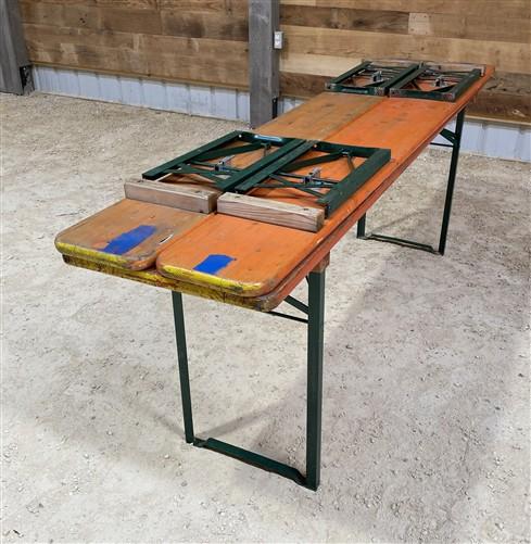 Table - Vintage German Oktoberfest Beer Garden Table & Bench, Orange Outdoor Set A50 by The Old Grainery (20 inches, 30 in...
