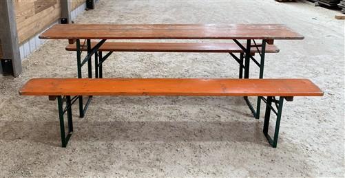 Table - Vintage German Oktoberfest Beer Garden Table & Bench, Orange Outdoor Set A54 by The Old Grainery (20 inches, 30 in...