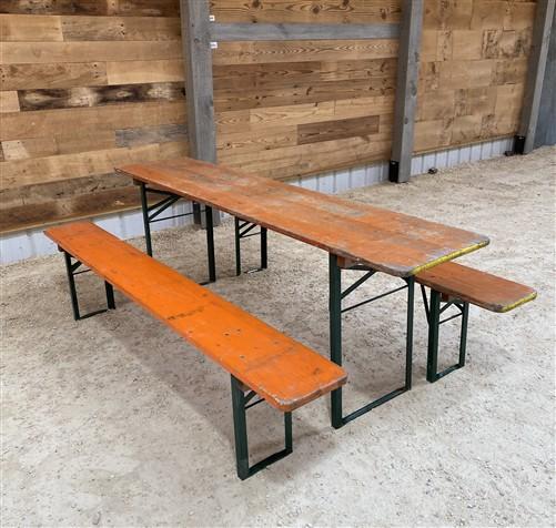 Table - Vintage German Oktoberfest Beer Garden Table & Bench, Orange Outdoor Set A54 by The Old Grainery (20 inches, 30 in...