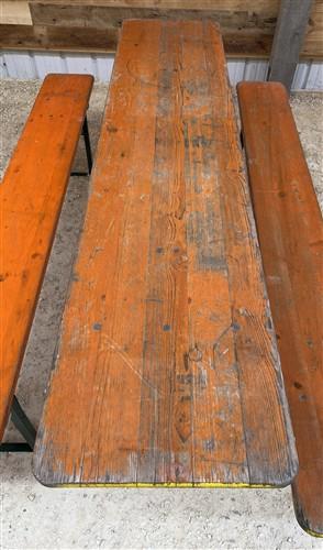 Table - Vintage German Oktoberfest Beer Garden Table & Bench, Orange Outdoor Set A54 by The Old Grainery (20 inches, 30 in...
