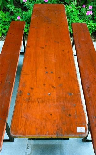 Table - Vintage German Oktoberfest Beer Garden Table & Bench, Orange Outdoor Set A55 by The Old Grainery (20 inches, 30 in...