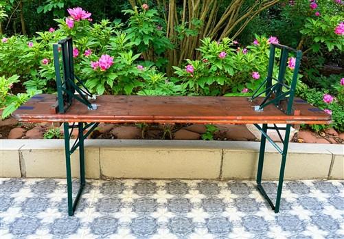 Table - Vintage German Oktoberfest Beer Garden Table & Bench, Orange Outdoor Set A55 by The Old Grainery (20 inches, 30 in...