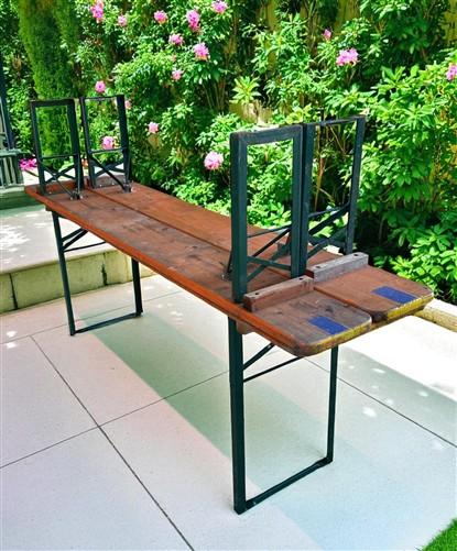 Table - Vintage German Oktoberfest Beer Garden Table & Bench, Orange Outdoor Set A55 by The Old Grainery (20 inches, 30 in...