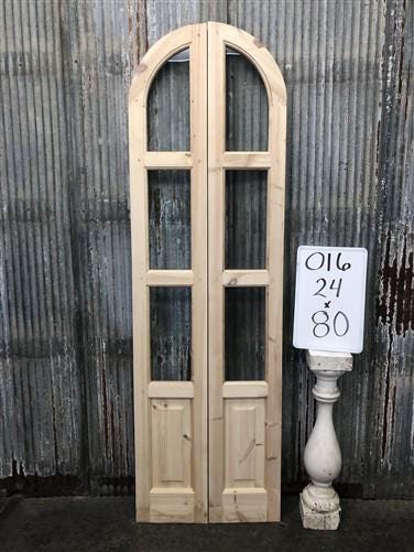 Arched French Double Doors (24x80) 3 Pane Glass European Styled Doors O16