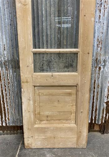 Antique French Single Door (21.75x87) 2 Pane Glass Door European Door, H159