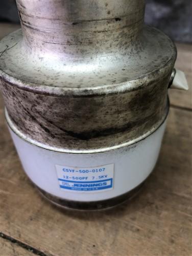 Ham Radio - Jennings Variable Vacuum Capacitor CSVF-500-0107, 12-500pF 7.5kV, Made in USA, B by The Old Grainery (500pf, 7...