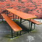 Table - Vintage German Oktoberfest Beer Garden Table & Bench, Orange Outdoor Set A56 by The Old Grainery (20 inches, 30 in...