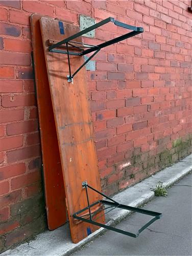 Table - Vintage German Oktoberfest Beer Garden Table & Bench, Orange Outdoor Set A56 by The Old Grainery (20 inches, 30 in...