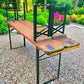 Table - Vintage German Oktoberfest Beer Garden Table & Bench, Orange Outdoor Set A58 by The Old Grainery (20 inches, 30 in...