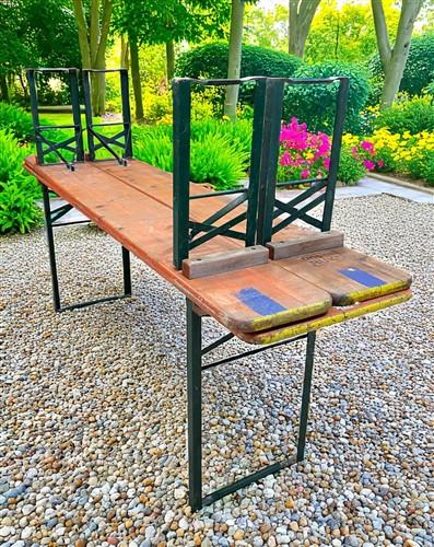 Table - Vintage German Oktoberfest Beer Garden Table & Bench, Orange Outdoor Set A58 by The Old Grainery (20 inches, 30 in...