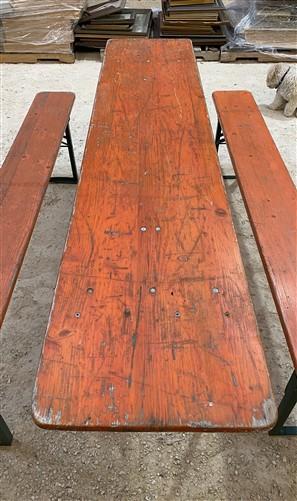 Table - Vintage German Oktoberfest Beer Garden Table & Bench, Orange Outdoor Set A59 by The Old Grainery (20 inches, 30 in...