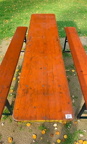 Table - Vintage German Oktoberfest Beer Garden Table & Bench, Orange Outdoor Set A60 by The Old Grainery (20 inches, 30 in...