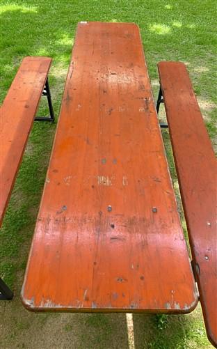 Table - Vintage German Oktoberfest Beer Garden Table & Bench, Orange Outdoor Set A60 by The Old Grainery (20 inches, 30 in...
