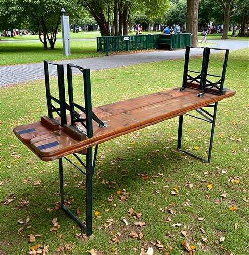 Table - Vintage German Oktoberfest Beer Garden Table & Bench, Orange Outdoor Set A60 by The Old Grainery (20 inches, 30 in...