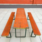 Vintage German Oktoberfest Beer Garden Table & Bench, Orange Outdoor Set A61