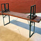 Vintage German Oktoberfest Beer Garden Table & Bench, Orange Outdoor Set A61