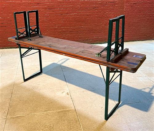 Vintage German Oktoberfest Beer Garden Table & Bench, Orange Outdoor Set A61