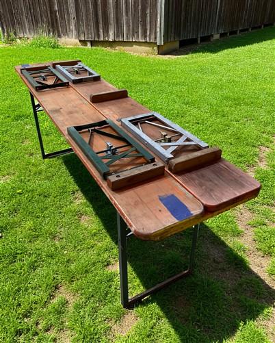 Table - Vintage German Oktoberfest Beer Garden Table & Bench, Orange Outdoor Set A62 by The Old Grainery (20 inches, 30 in...