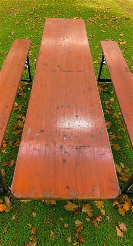 Vintage German Oktoberfest Beer Garden Table & Bench, Orange Outdoor Set A63