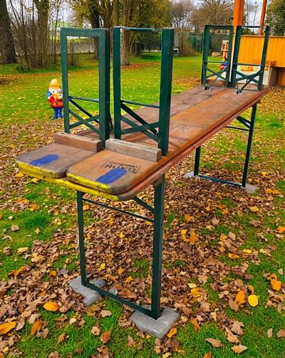 Vintage German Oktoberfest Beer Garden Table & Bench, Orange Outdoor Set A63