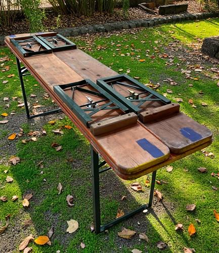 Vintage German Oktoberfest Beer Garden Table & Bench, Orange Outdoor Set A63