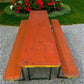 Table - Vintage German Oktoberfest Beer Garden Table & Bench, Orange Outdoor Set A64 by The Old Grainery (20 inches, 30 in...