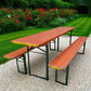 Table - Vintage German Oktoberfest Beer Garden Table & Bench, Orange Outdoor Set A64 by The Old Grainery (20 inches, 30 in...