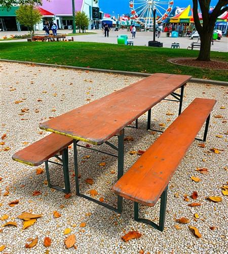 Table - Vintage German Oktoberfest Beer Garden Table & Bench, Orange Outdoor Set A65 by The Old Grainery (20 inches, 30 in...