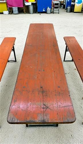 Table - Vintage German Oktoberfest Beer Garden Table & Bench, Orange Outdoor Set A65 by The Old Grainery (20 inches, 30 in...