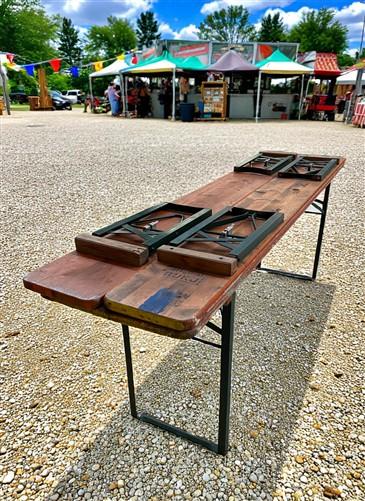 Table - Vintage German Oktoberfest Beer Garden Table & Bench, Orange Outdoor Set A65 by The Old Grainery (20 inches, 30 in...