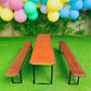 Table - Vintage German Oktoberfest Beer Garden Table & Bench, Orange Outdoor Set A67 by The Old Grainery (20 inches, 30 in...