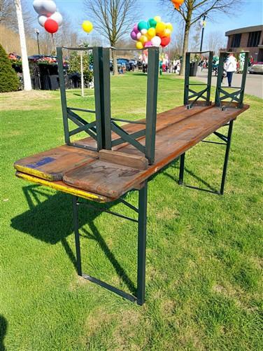 Table - Vintage German Oktoberfest Beer Garden Table & Bench, Orange Outdoor Set A67 by The Old Grainery (20 inches, 30 in...
