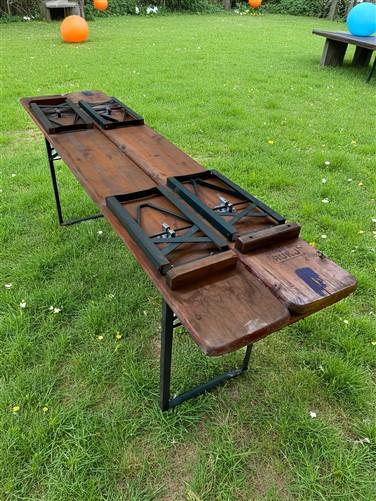 Table - Vintage German Oktoberfest Beer Garden Table & Bench, Orange Outdoor Set A67 by The Old Grainery (20 inches, 30 in...