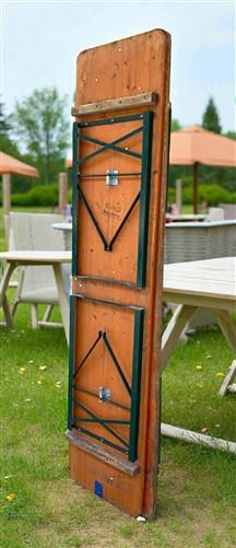 Table - Vintage German Oktoberfest Beer Garden Table & Bench, Orange Outdoor Set A67 by The Old Grainery (20 inches, 30 in...