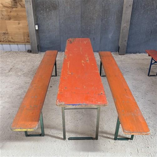 Table - Vintage German Oktoberfest Beer Garden Table & Bench, Orange Outdoor Set A68 by The Old Grainery (20 inches, 30 in...