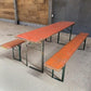 Table - Vintage German Oktoberfest Beer Garden Table & Bench, Orange Outdoor Set A68 by The Old Grainery (20 inches, 30 in...