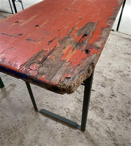 Table - Vintage German Oktoberfest Beer Garden Table & Bench, Orange Outdoor Set A68 by The Old Grainery (20 inches, 30 in...