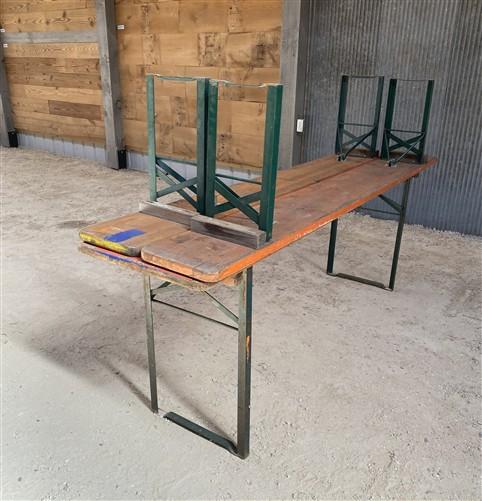 Table - Vintage German Oktoberfest Beer Garden Table & Bench, Orange Outdoor Set A68 by The Old Grainery (20 inches, 30 in...