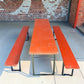 Vintage German Oktoberfest Beer Garden Table & Bench, Orange Outdoor Set A69