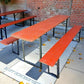 Vintage German Oktoberfest Beer Garden Table & Bench, Orange Outdoor Set A69