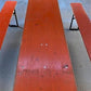 Vintage German Oktoberfest Beer Garden Table & Bench, Orange Outdoor Set A69