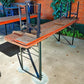 Vintage German Oktoberfest Beer Garden Table & Bench, Orange Outdoor Set A69