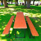 Vintage German Oktoberfest Beer Garden Table & Bench, Orange Outdoor Set A70