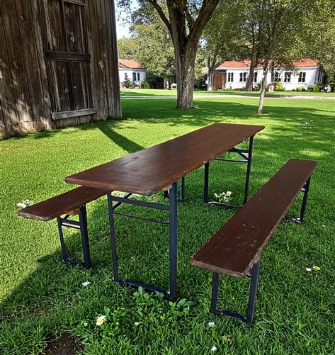 Table - Vintage German Oktoberfest Beer Garden Table & Bench, Brown Outdoor Set A1 by The Old Grainery (20 inches, 30 inch...