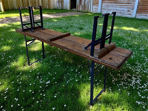 Table - Vintage German Oktoberfest Beer Garden Table & Bench, Brown Outdoor Set A1 by The Old Grainery (20 inches, 30 inch...