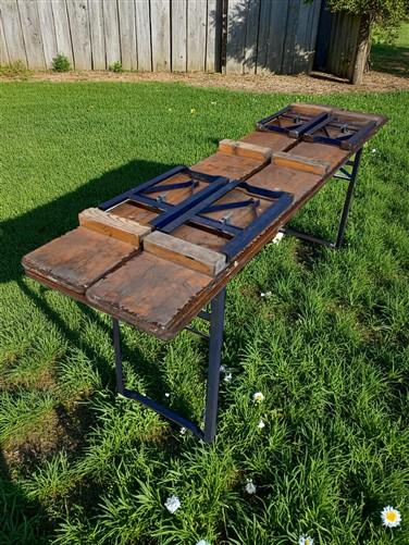 Table - Vintage German Oktoberfest Beer Garden Table & Bench, Brown Outdoor Set A1 by The Old Grainery (20 inches, 30 inch...