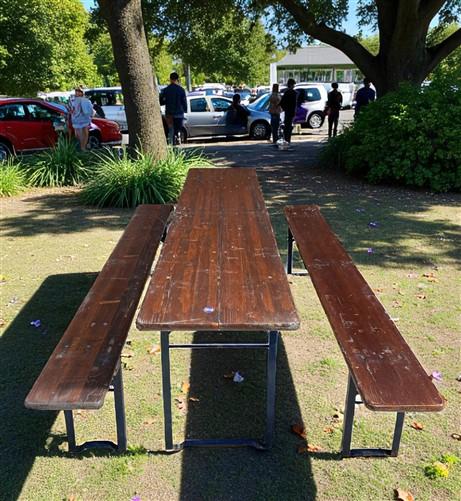 Table - Vintage German Oktoberfest Beer Garden Table & Bench, Brown Outdoor Set A2 by The Old Grainery (20 inches, 30 inch...
